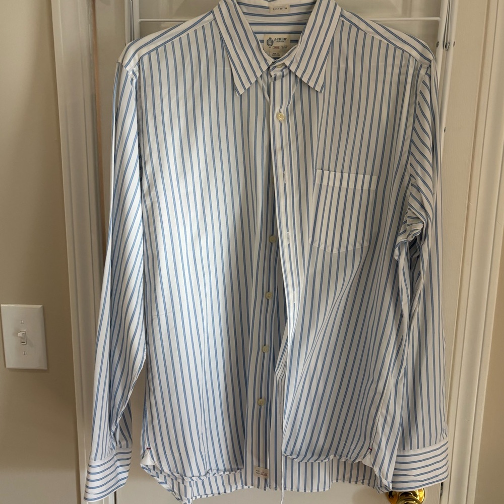 J. Crew Blue and White Casual Button Down Shirt
